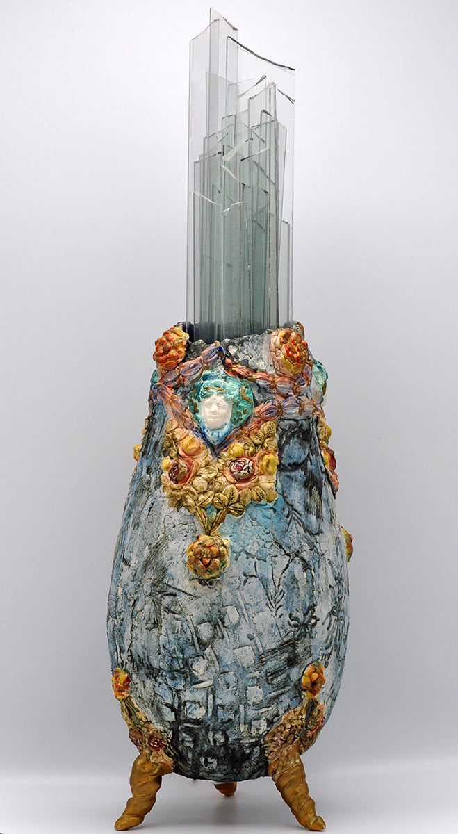 Ada Stel — Vaas, glasdragend, keramiek/glas