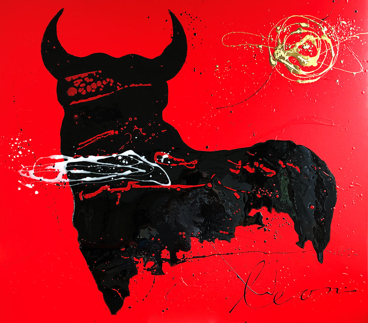 Leon Bosboom — Tauro Rojo, acryl/epoxy op linnen