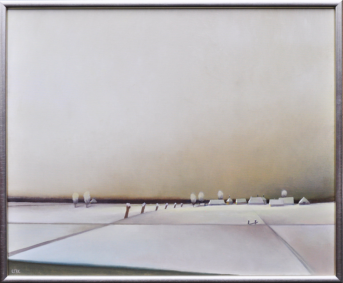 Chris ten Bruggen Kate — Mistig landschap, olieverf op linnen
