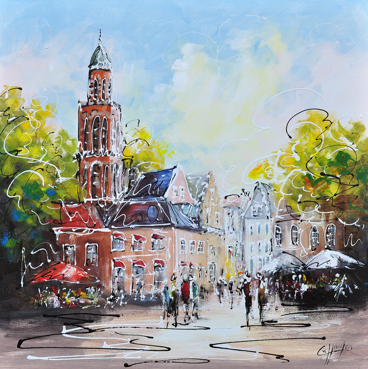 Caspar van Houten — In het centrum, olieverf op linnen