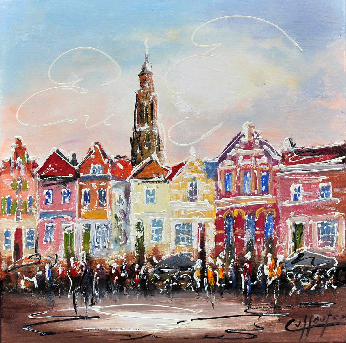 Caspar van Houten — Licht op de markt, olieverf op linnen