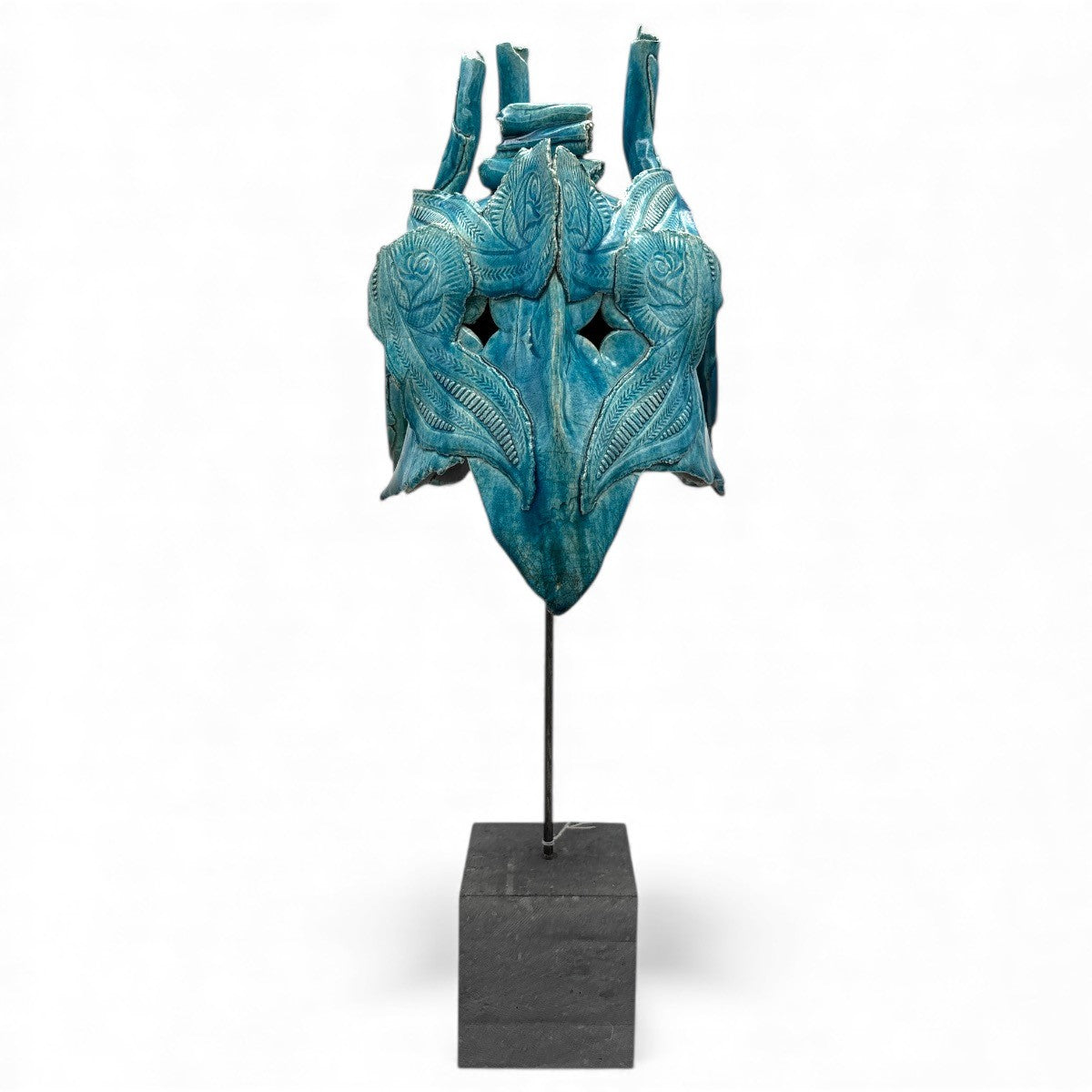 Colja de Roo — Vogelmasker, raku turkoois, keramiek
