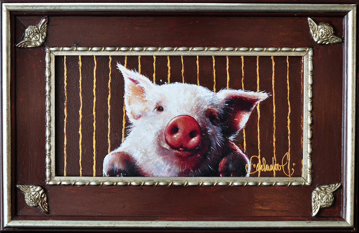 Peter Donkersloot — Varkentje (bruin), ingeschilderd giclee op linnen