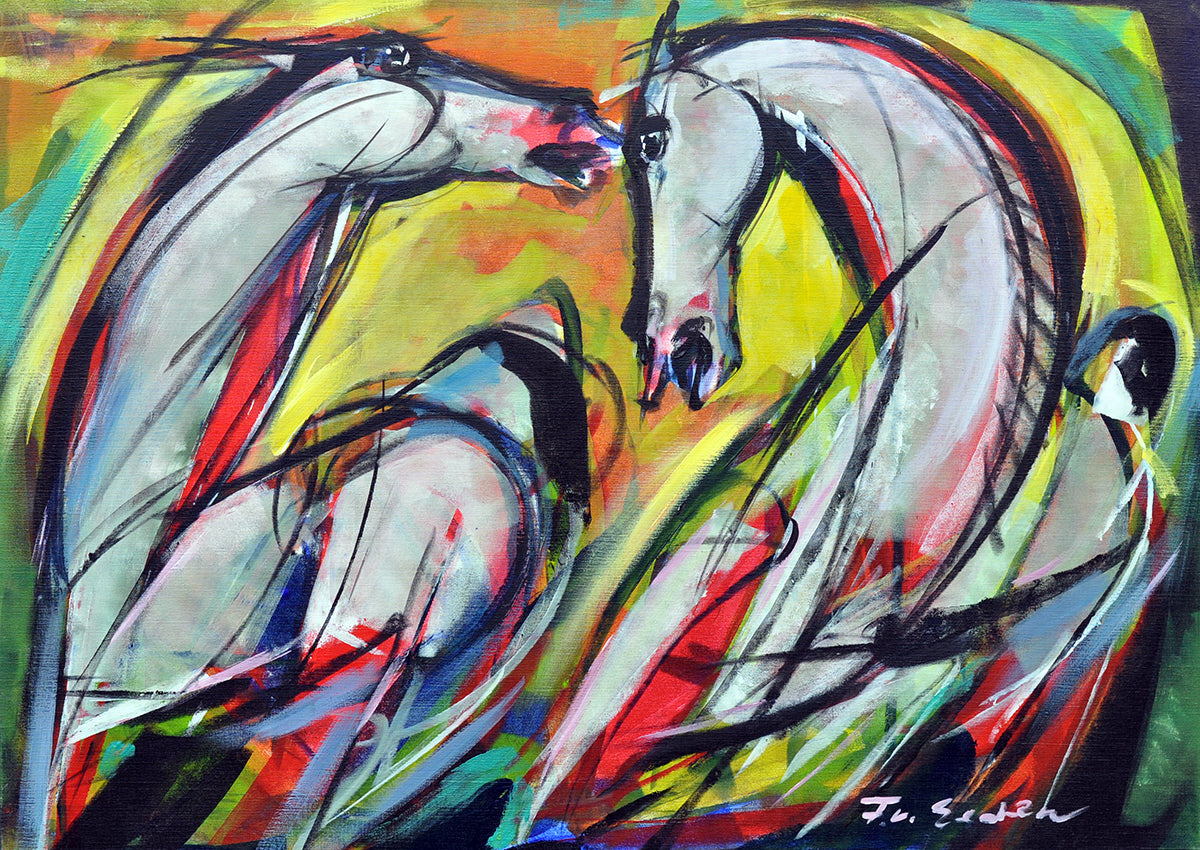 Frits van Eeden — Wilde paarden, acryl op linnen