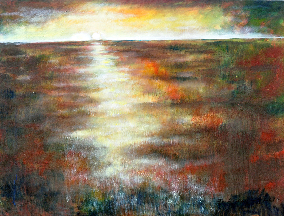 Frits van Eeden — Zonsondergang, acryl op linnen