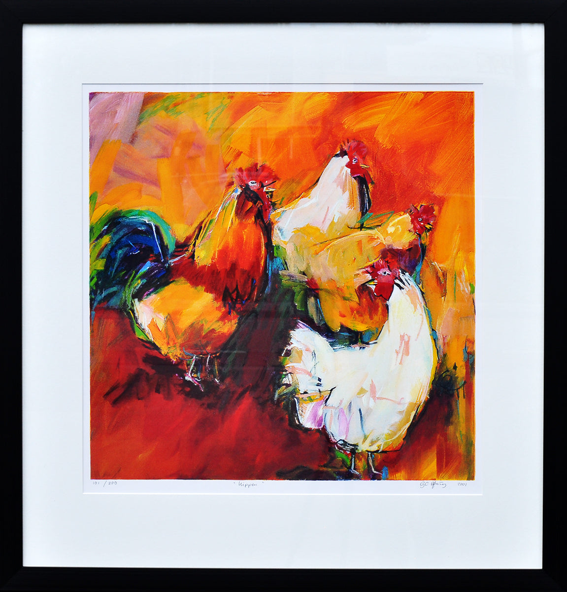 Gerda Elfring — 4 Kippen, zeefdruk