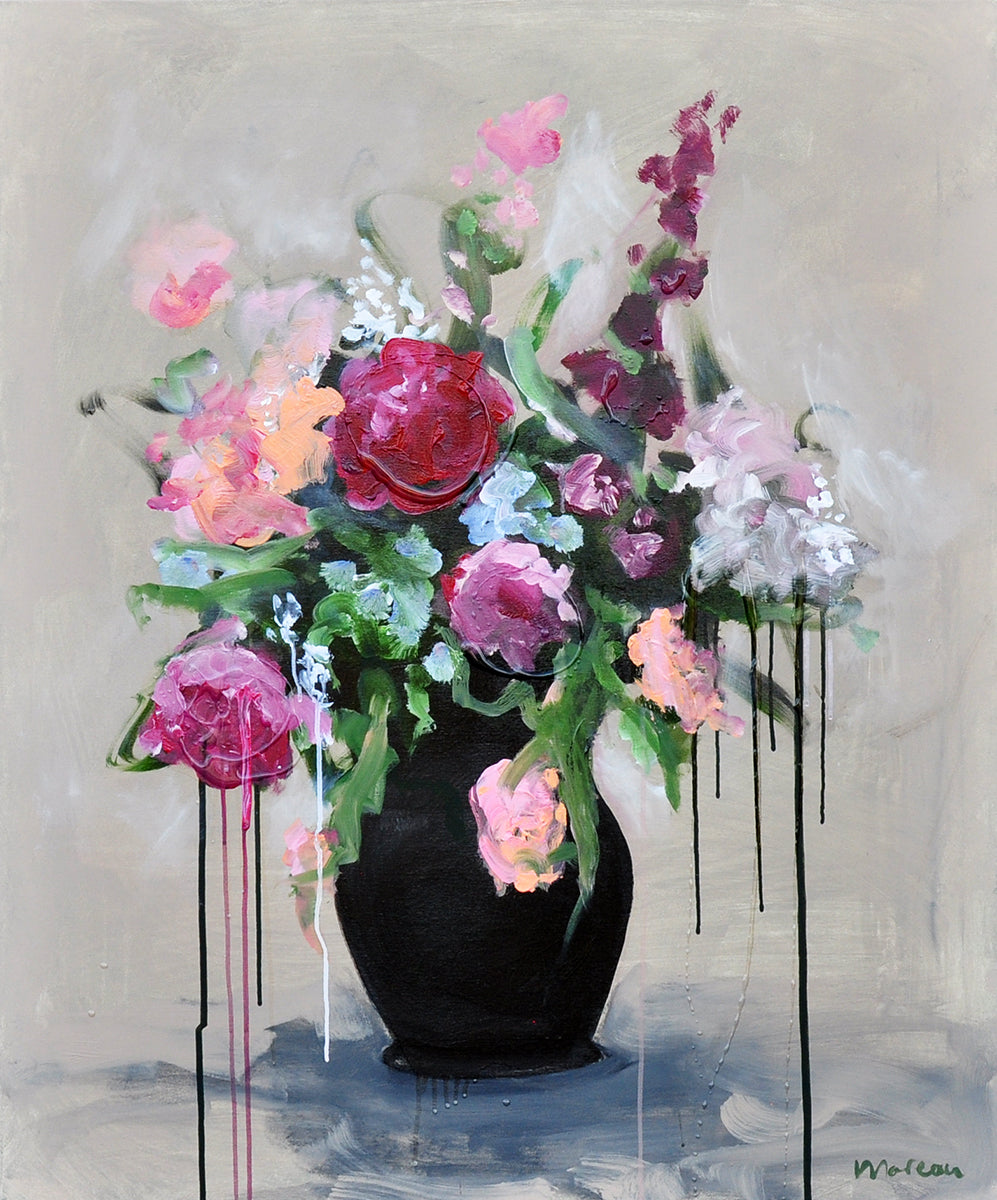 Eva Moreau — Vase Avec des Fleurs, gemengde techniek