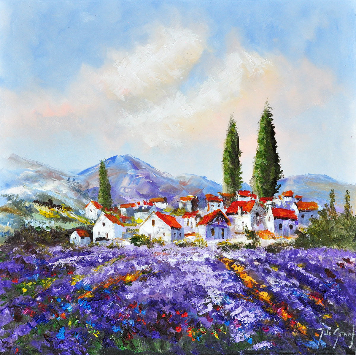 Jochem de Graaf — Stille morgen in de Provence, olieverf op linnen