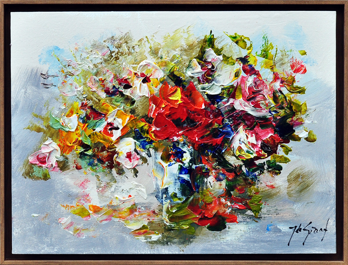 Jochem de Graaf — Speelse bloemen, olieverf op linnen