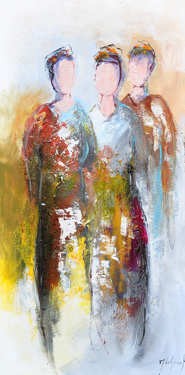 Jochem de Graaf — Sierlijk trio, olieverf op linnen