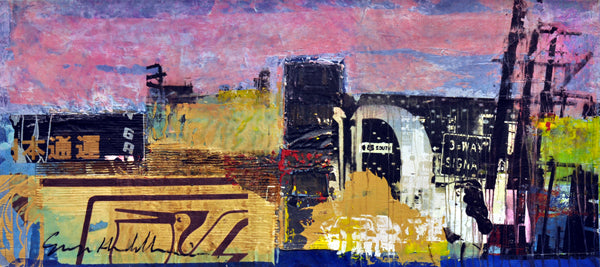 George Heidweiller — Into the night, acryl/mixed media op linnen