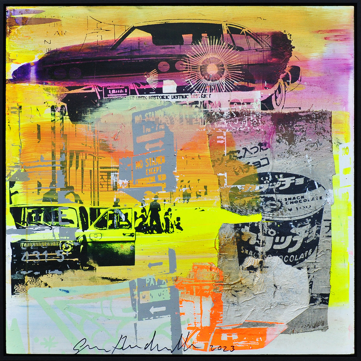George Heidweiller — Vibrant Streets, origineel op paneel