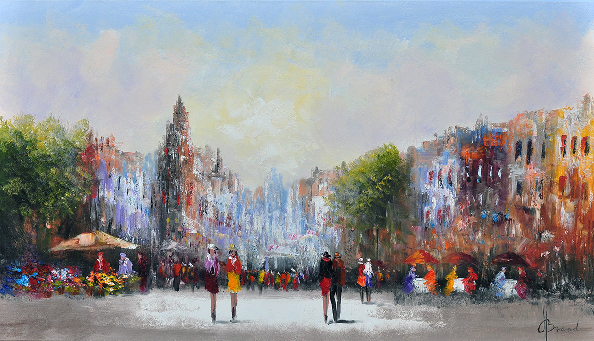 Henry Brand — Zondagochtend markt, olieverf op linnen