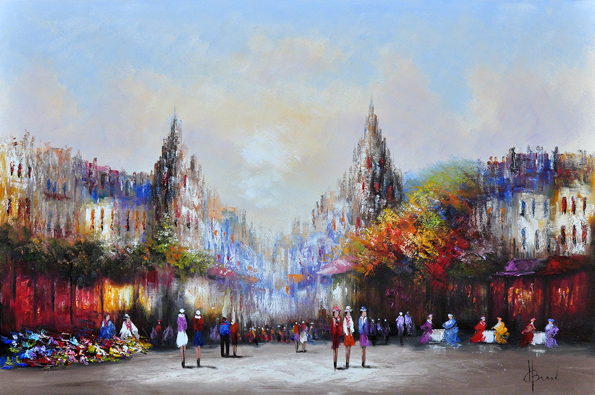 Henry Brand — Het grote plein, olieverf op linnen