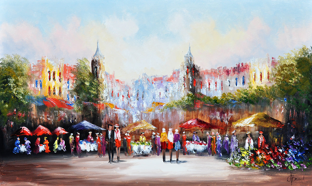 Henry Brand — Kleuren onder de parasols, olieverf op linnen