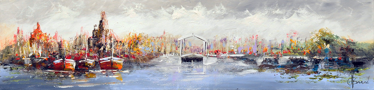 Henry Brand — Uitgestrekt havenlicht, olieverf op linnen
