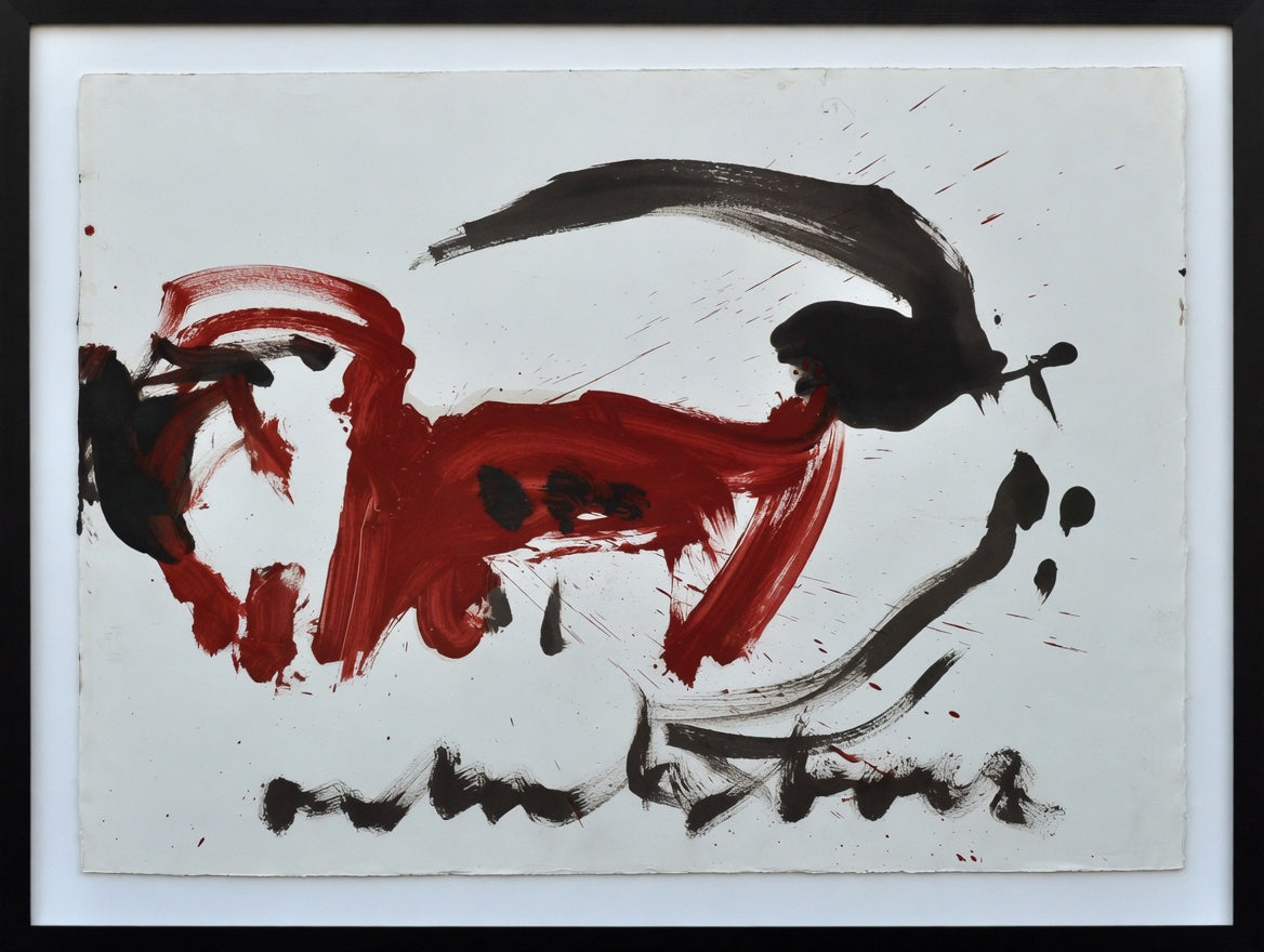 Anton Heyboer — Abstracte Kip, gouache (in museumglas)