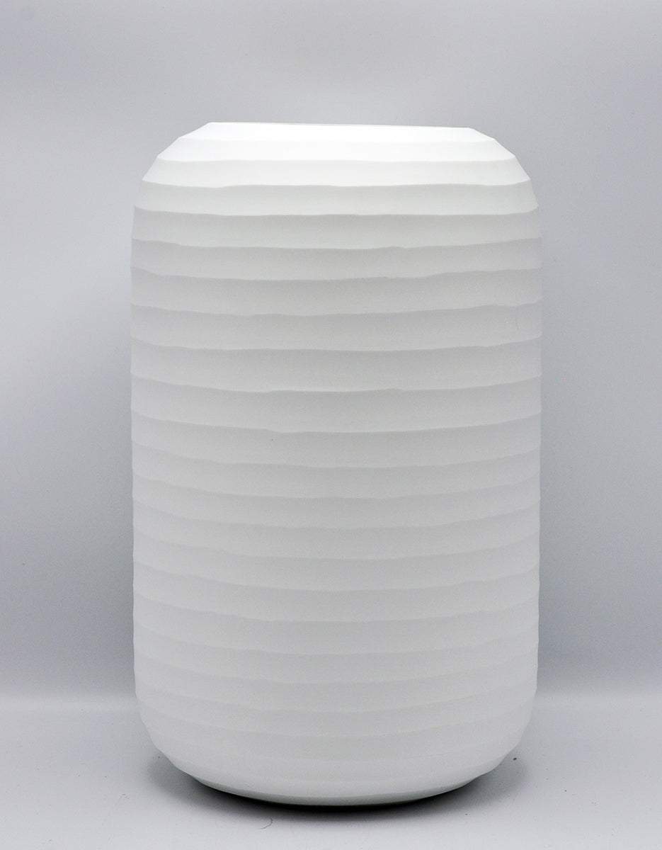 O4HOME — Cylinder vaas, gesneden wit L, glas
