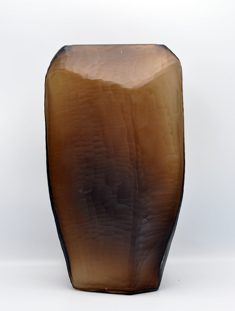 O4HOME — Vaas, organische gesneden, licht bruin L, glas