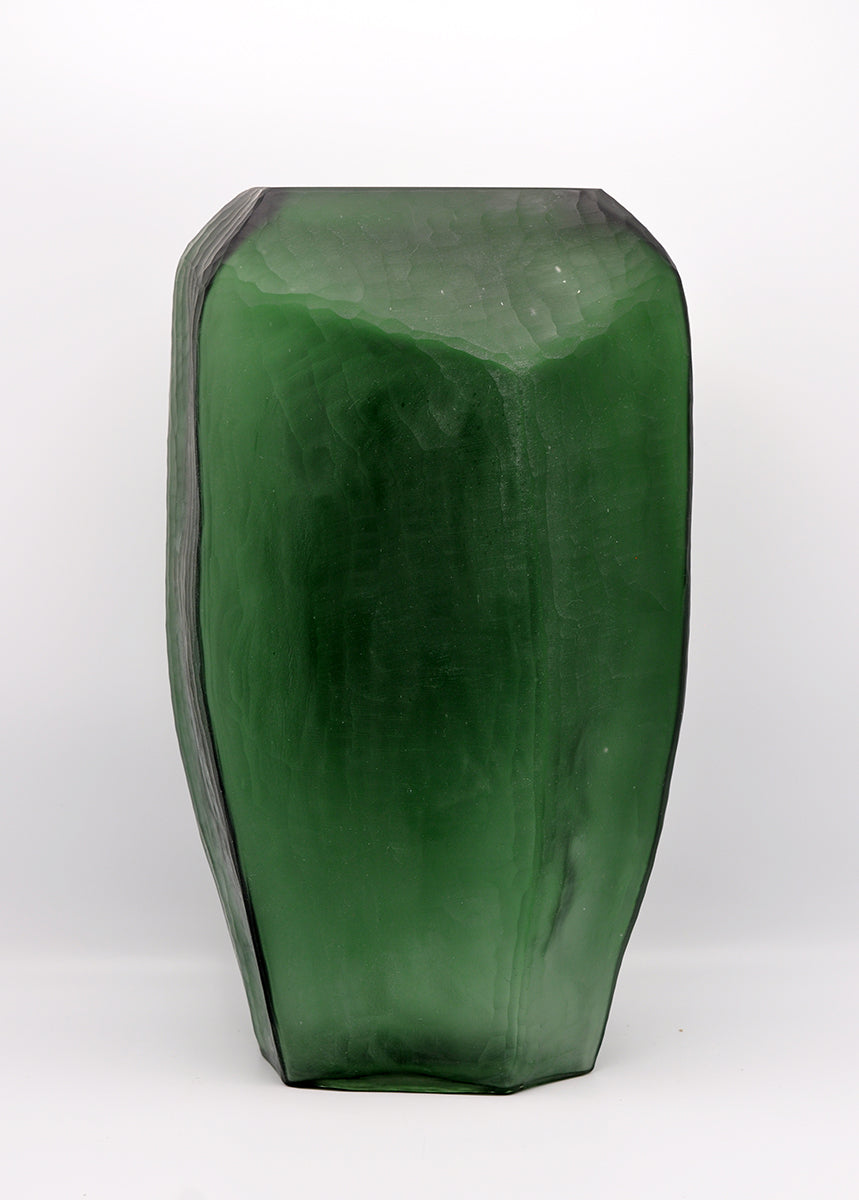 O4HOME — Vaas, organische gesneden, groen L, glas