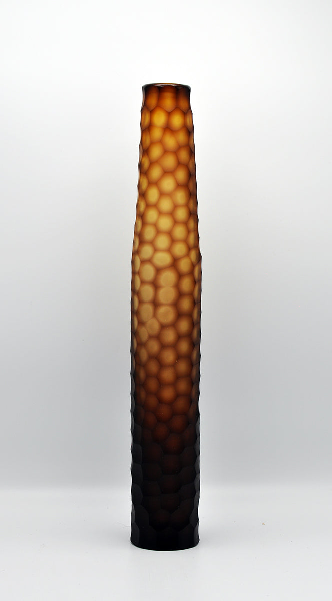 O4HOME — Organisch smal gesneden vaas M, amber-paars, glas