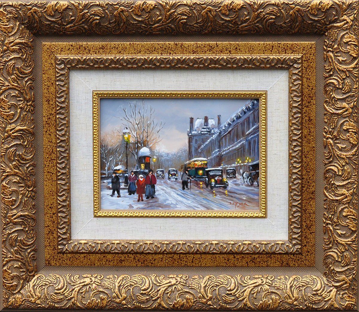 Janny Meyer — Quai du Louvre Paris, olieverf op paneel