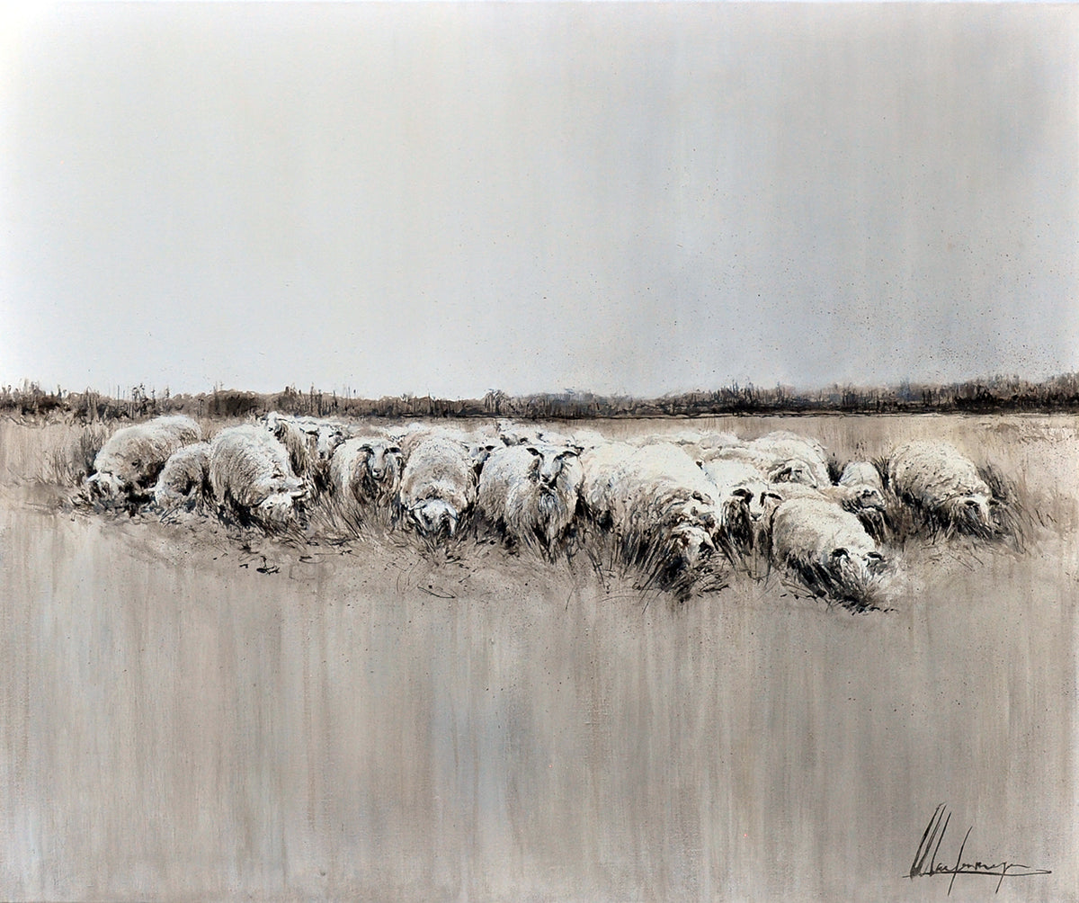Annabelle Lanfermeijer — Schapen op de hei, gemengde techniek