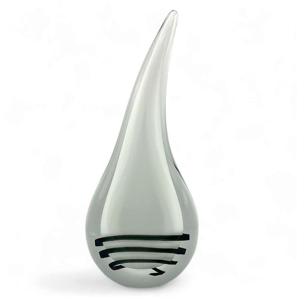 Loranto — Druppel plat XL wit-zwarte spiraal, glas