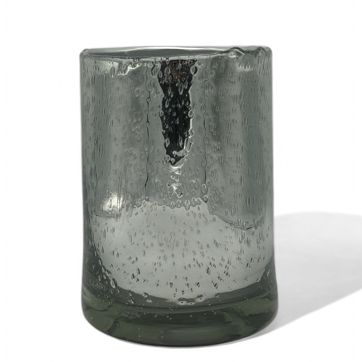 Loranto — Robuust, cilinder vaas groot, zilver, glas