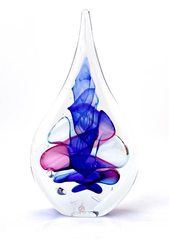 Loranto — Druppel plat groot, blauw-roze, glas