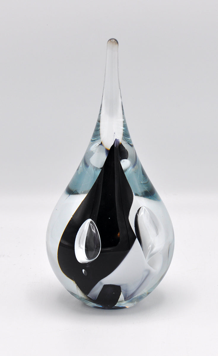 Loranto — Druppel rond, groot zwart-wit, glas