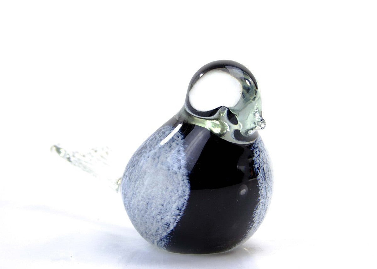 Loranto — Vogel, zwart met witte vleugels, glas