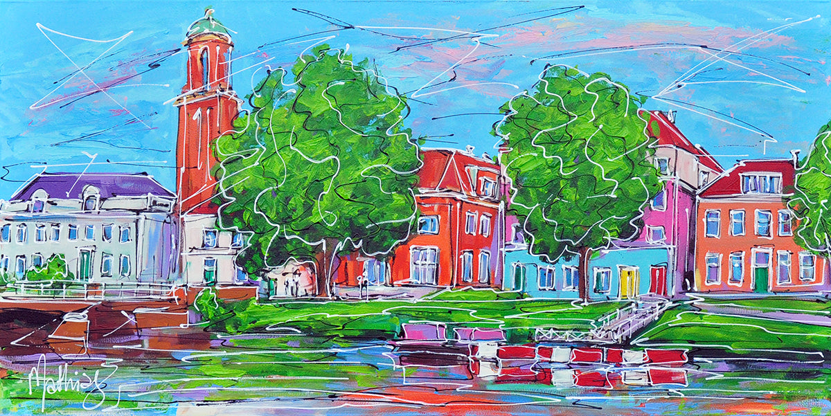 Mathias Schilder — Kijk op Zwolle, acryl op linnen