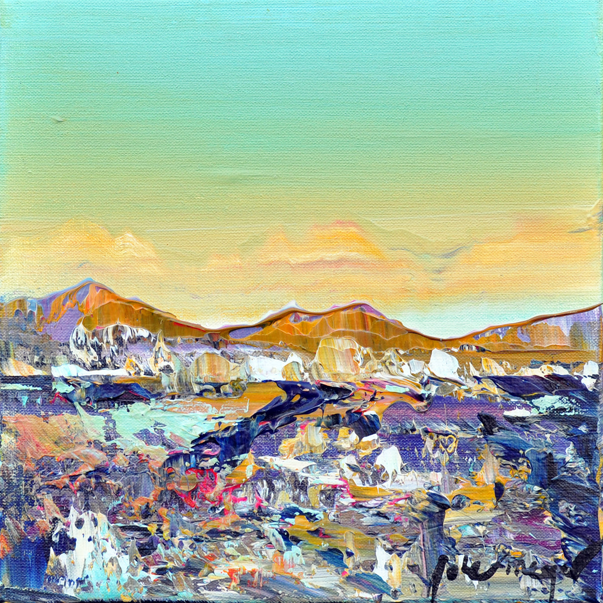 Peter Meijer — Goud gebergte, acryl op linnen
