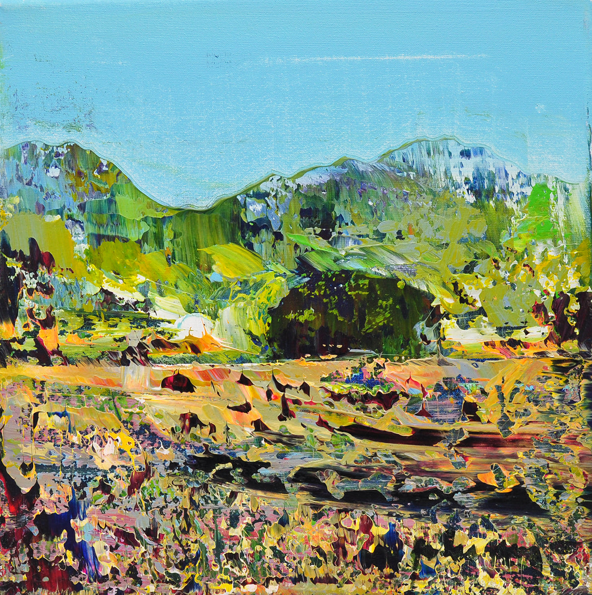 Peter Meijer — Mountain Range in Haze, acryl op linnen