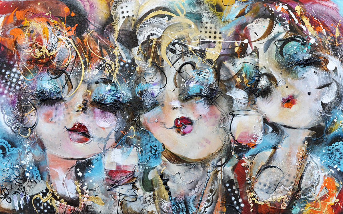 Guy Olivier — Trois Femmes Fatale, mixed media