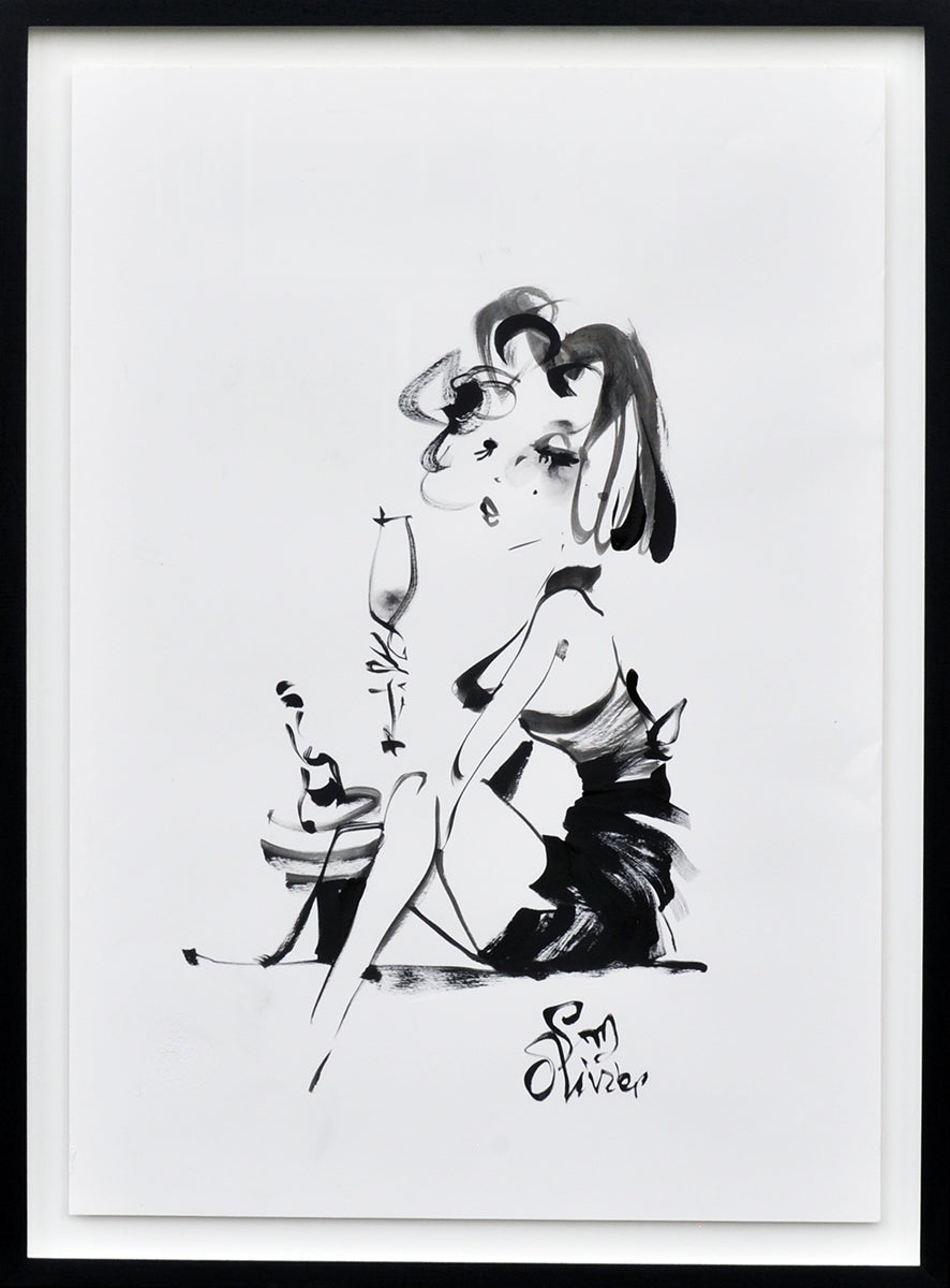 Guy Olivier — Un verre pour moi, acryl op papier (in museumglas)