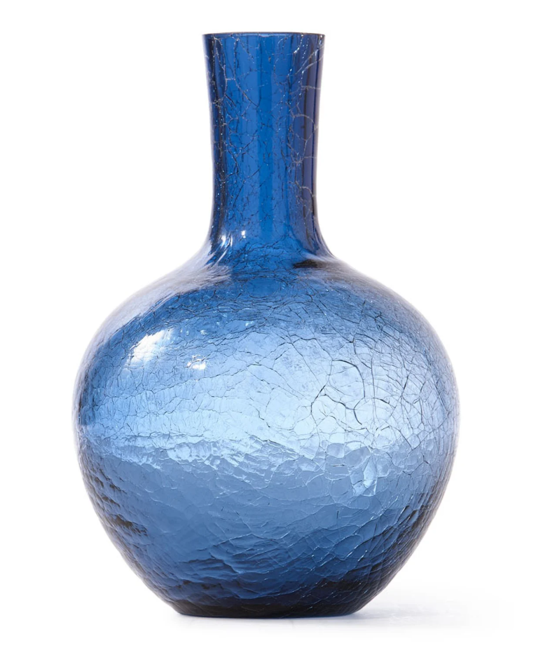 Pols Potten — Gecraqueleerde bolvaas, blauw S, glas