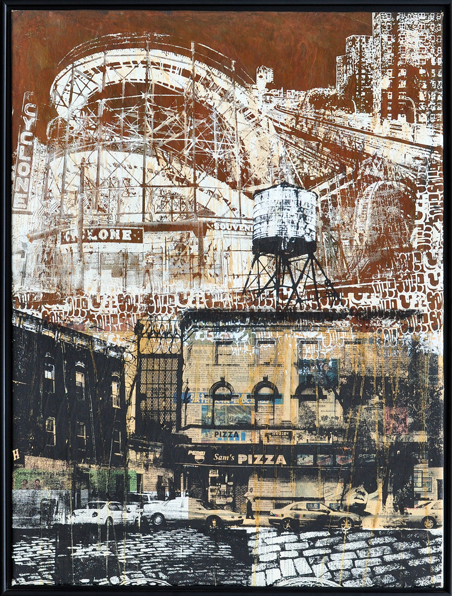 Anthony Vasquez — Sams pizza, Brooklyn NYC, mixed media op linnen