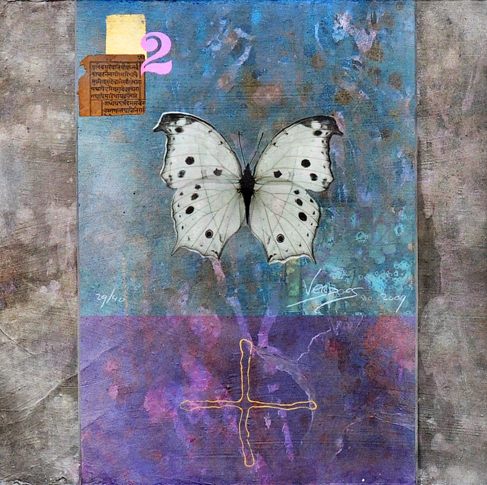 Mark Verdoes — Blue and Purple (op alu frame), zeefdruk