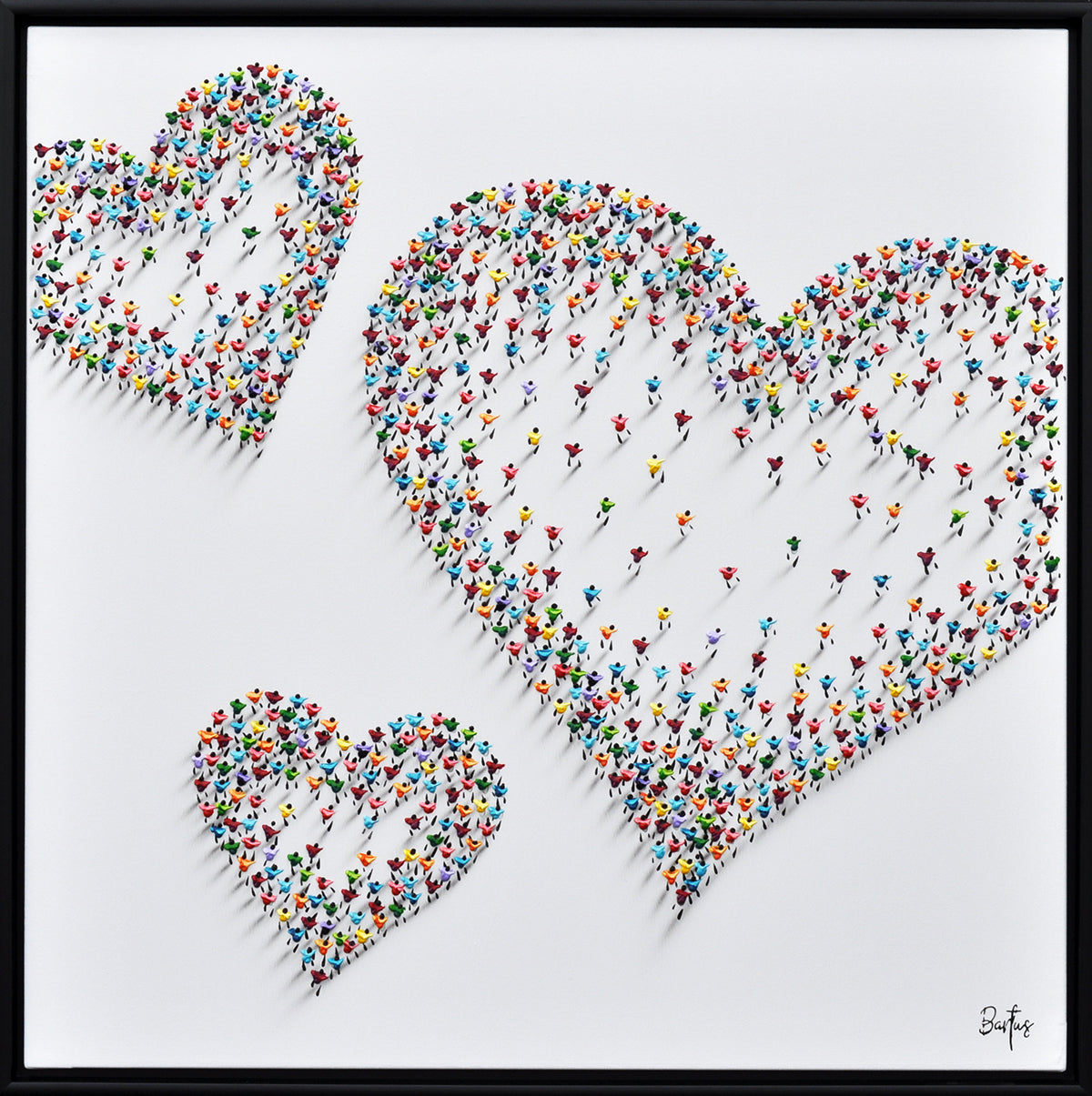 Francisco Bartus — Three Hearts, acryl op linnen
