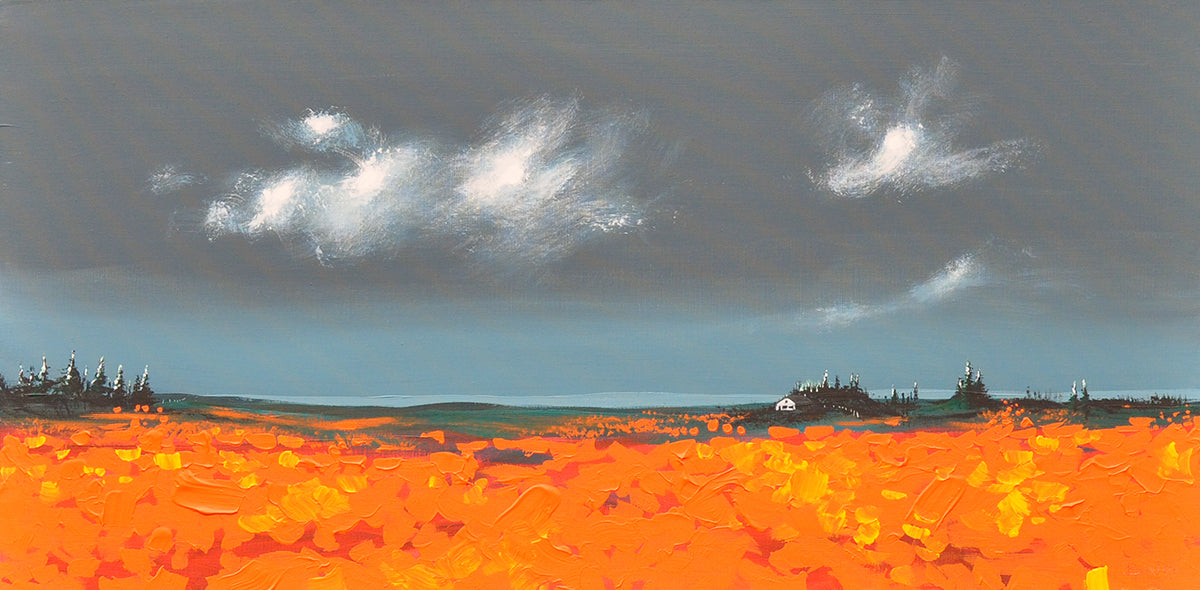 Finn Baxley — Orange field, acryl op linnen