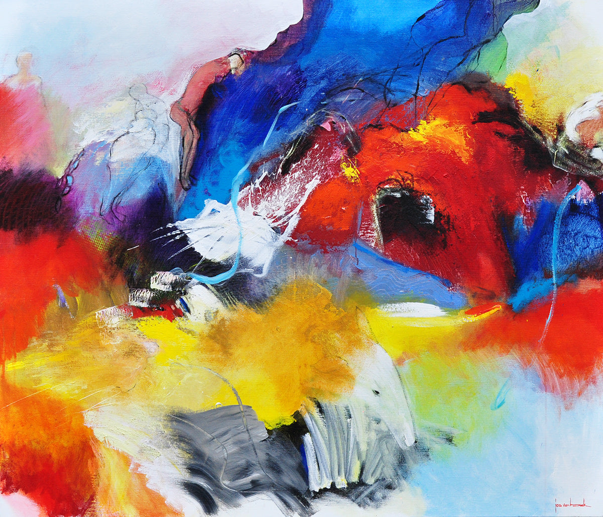 Jos van Beek — Onverwacht ingrijpen, acryl op linnen