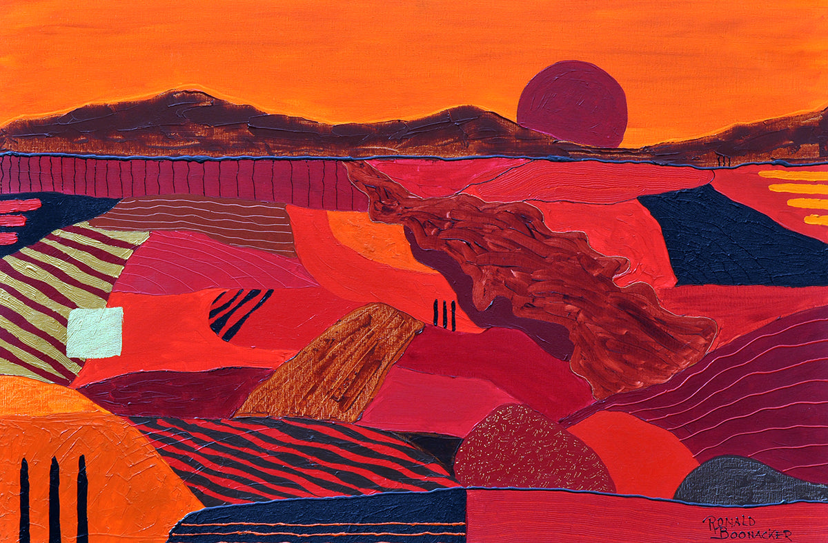 Ronald Boonacker — Rood landschap 2, acryl op linnen
