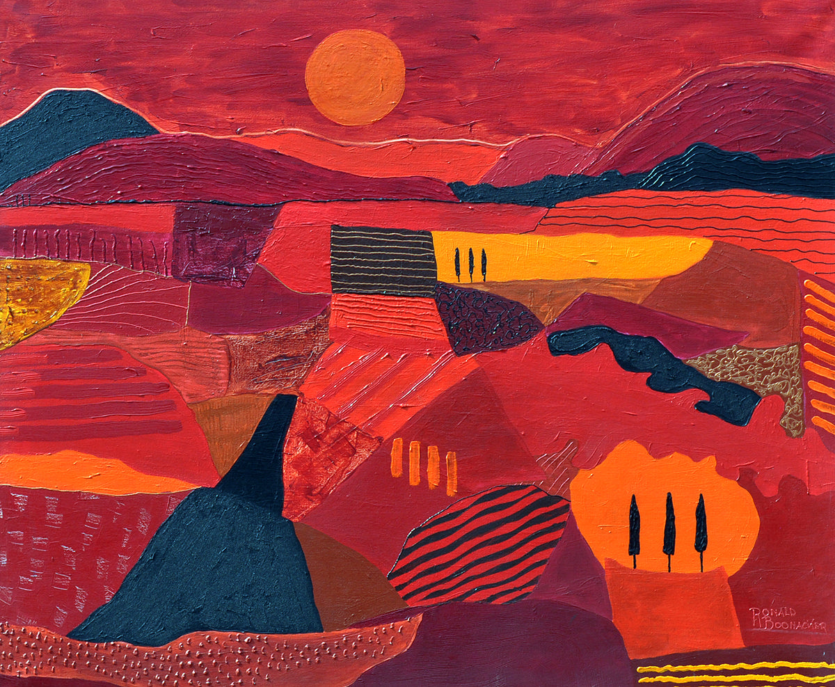 Ronald Boonacker — Rood landschap 1, acryl op linnen