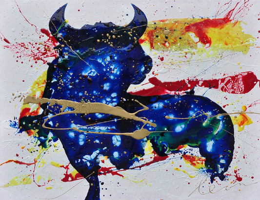 Leon Bosboom — Toro Amarillo Roja, acryl/epoxy op linnen