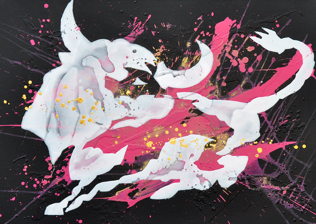 Leon Bosboom — Purple Splash, acryl/epoxy op linnen