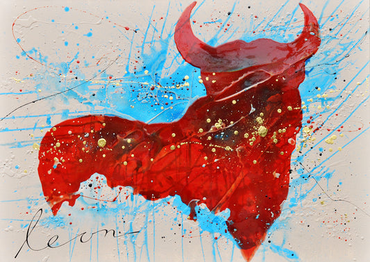 Leon Bosboom — Tauro Rojo Azul, acryl/epoxy op linnen