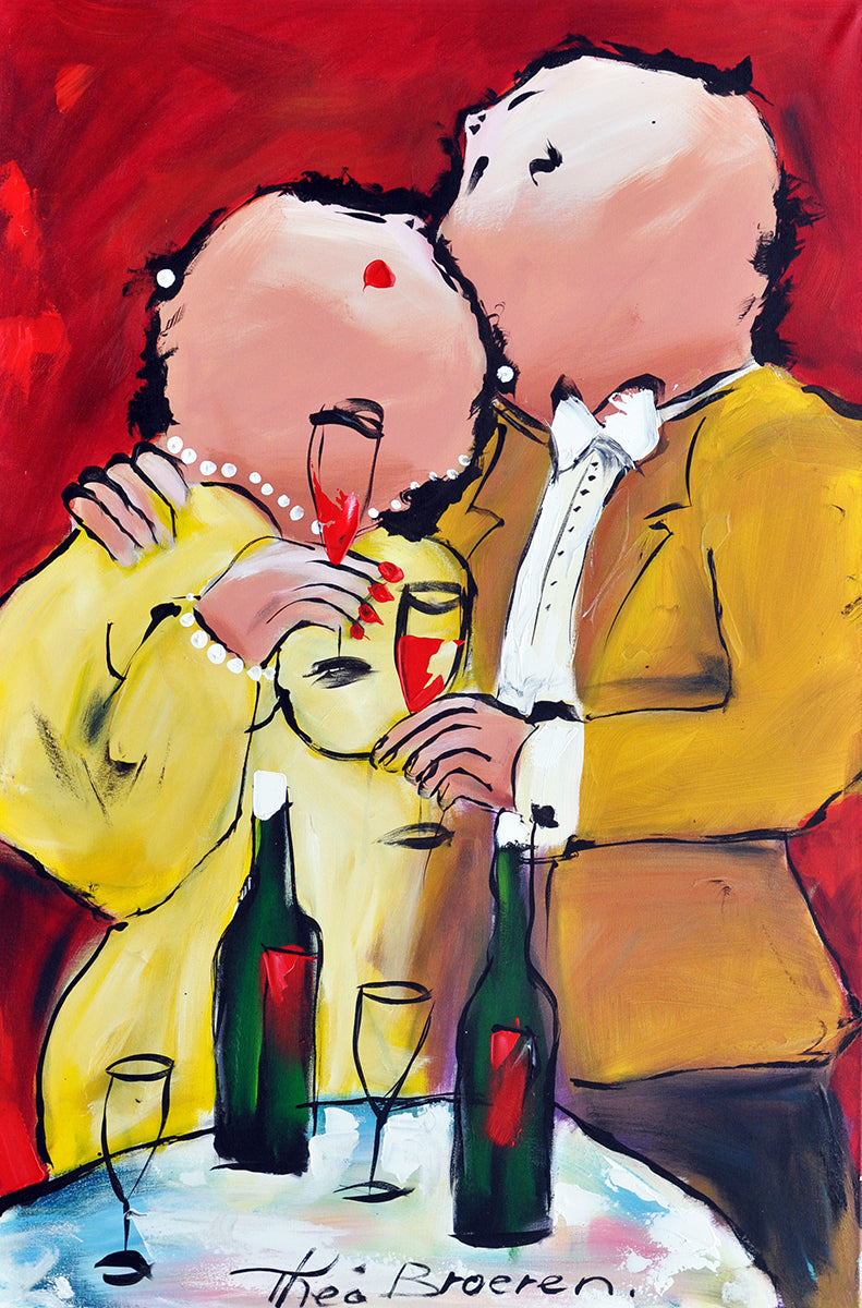 Theo Broeren — Jannie en peet, acryl op linnen