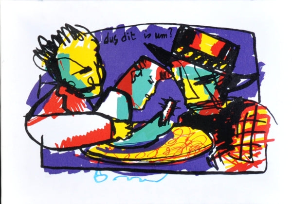 Herman Brood — Dus dit is um? (linnen), zeefdruk op linnen